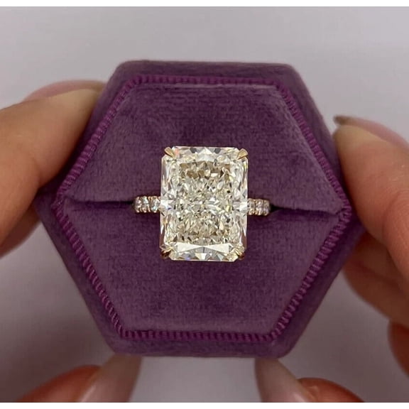 2Ct Radiant Cut Lab-Created Diamond Women's Hidden Halo Ring 14k Yellow Gold Plated