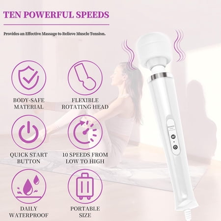 Personal Handheld Massager-Cordless Full Body Massager, Electric Massage Tool for Face Neck Back Shoulder Waist Leg Feet, Portable 10 Mode Massage Machine for Women Men