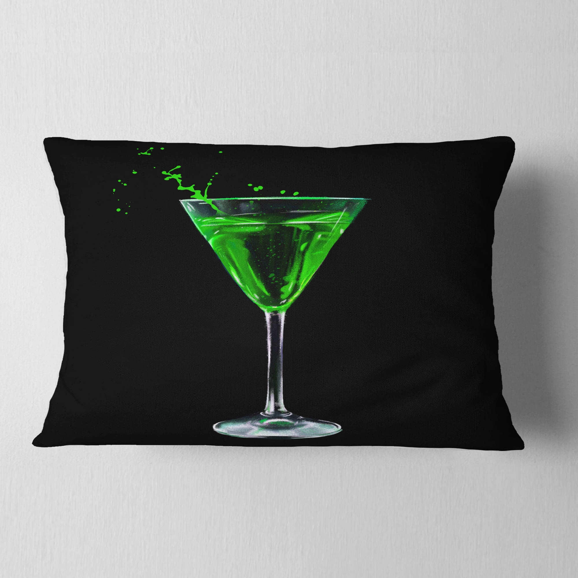 Designart Absinthe on Black Background - Modern Throw Pillow - 12x20
