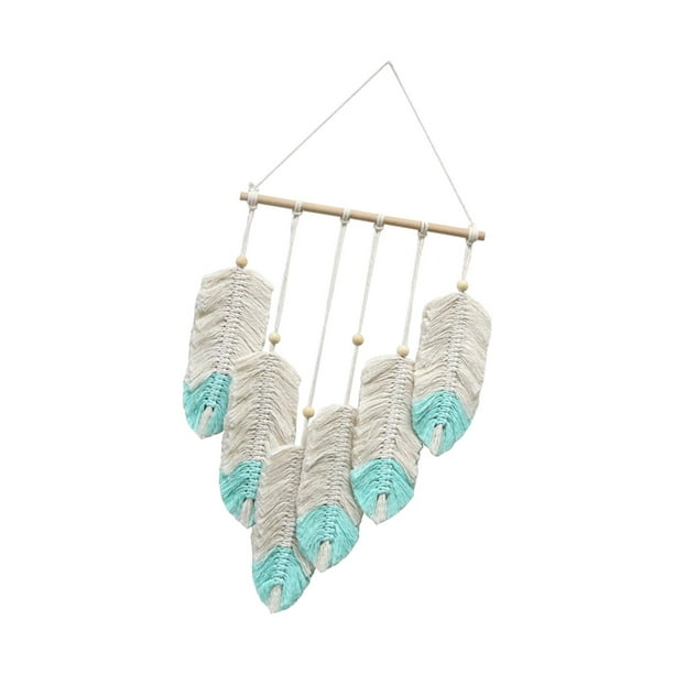 Tapiz colgante de pared, borlas boho colgantes de pared, decoración moderna y bohemia, decoración boho, decoración de pared de tapiz tejido para el te azul claro Macarena tapiz tejido