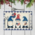 thumbnail image 4 of Lksixu 4th of July Patriotic Placemats, 13x16.5 inch Linen Stars and Stripes Gnome Pattern Place Mats, Red Blue America Memorial Independence Day Table Mats Kitchen Dining Table Decorations for Party, 4 of 4