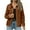 *Brown, variant on Womens Faux Suede Jacket, Elegant Casual Fashion Slim Button Up Coat Green,Womens Plus S