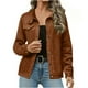 thumbnail image 1 of AUNVITO Women's Suede Leather Jacket Notched Lapel Short Waistcoat Casual Chic Style, 1 of 9