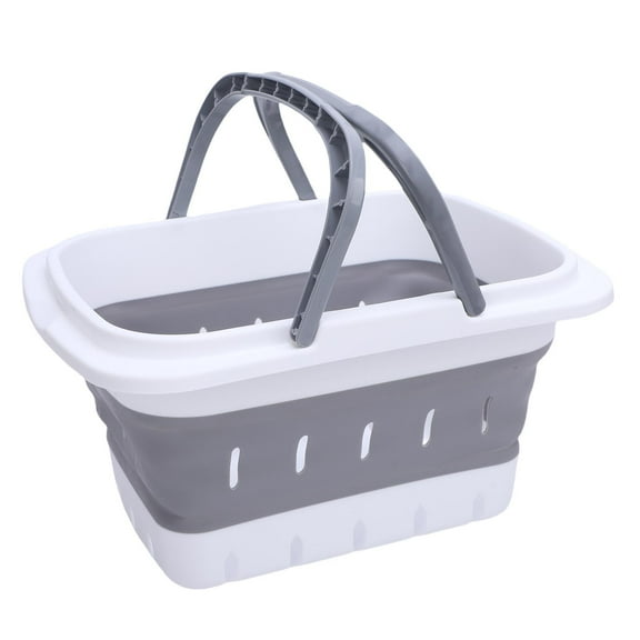 BOKYAN Foldable Bath Toy & Kitchen Storage Basket – Quick‑Drain, Grey