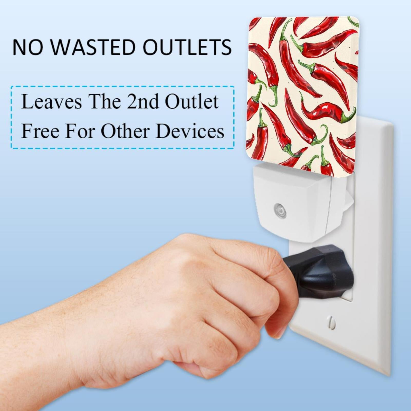 PhooArto Chili Peppers Pattern Plug in LED Night Light Auto Sensor Dusk to Dawn Decorative Night for Bedroom, Bathroom, Kitchen, Hallway, Stairs, Baby's Room, Energy Saving