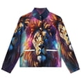 thumbnail image 4 of Jackets for Women Winter Coat Jackets Flannel Stand Collar Jacket(Colorful Galaxy Lion Art,Size:S-4XL), 4 of 7