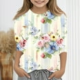 thumbnail image 2 of CLOISE Kids Shirts Boys 3/4 Sleeve Girls Youth Crew Neck Tops Floral Outfits Fall Winter Clothes Multicolor 120, 2 of 5