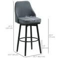 thumbnail image 3 of HOMCOM Bar Height Bar Stools Set of 2 360° Swivel Barstools with Steel Legs, 3 of 10