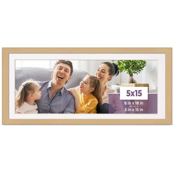 5x15 In Frame Natural With White Picture Mat For 5x15 In Photo - Natural 8x18 Frame To Display