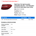 thumbnail image 2 of Right Outer Tail Light Assembly - Compatible with 2017 - 2019 Mercedes-Benz GLC43 AMG 4Matic Sport Utility 2018, 2 of 2