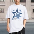 thumbnail image 2 of Arlun Mens Fashion Stars Graphic Tees Oversized Crew Neck Short Sleeve Streetwear Vintage T-Shirts Summer Relaxed Fit Comfortable Drop Sleeves Preppy Style Casual Tops 2026 White XL, 2 of 4