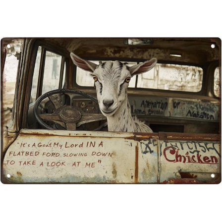 Funny Goat Wall Decor It Is a Goat My Lord Metal Tin Sign Retro Wall Art Poster Gifts for Home Farmhouse Garage Man Cave Wall Decorations 8 x 12 Inch Colorful