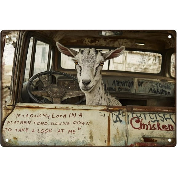 Funny Goat Wall Decor It Is a Goat My Lord Metal Tin Sign Retro Wall Art Poster Gifts for Home Farmhouse Garage Man Cave Wall Decorations 8 x 12 Inch