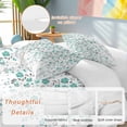 thumbnail image 2 of 3 Piece Weeping Flowers Duvet Cover Set Queen Size,Microfiber Comforter/Quilt Cover with Corner Ties and 2 Pillowcases,Teal Grey Summer Spring Floral Botanical Art Soft Bedding with Zipper Closure, 2 of 8