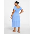 thumbnail image 3 of Terra & Sky Women's Plus Square Neck Smocked Dress, Sizes 0X-5X, 3 of 4
