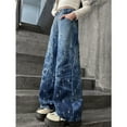 thumbnail image 7 of XXWXYD Clearence 2025 Korean Tie-Dye Wide Leg Jeans Girls Fashion Denim Pants Big Kids Autumn Loose Street Style Retro Washed Trousers, 7 of 7