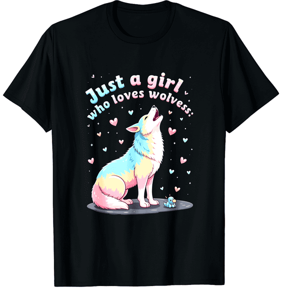 Just A Girl Who Loves Wolves Howling Hearts Unisex T-Shirt