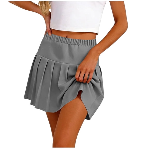GUACER Pleated Mini Skort for Women High Waisted Athletic Skirt with Built-in Shorts, Preppy A-Line Casual Tennis Skirt