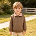 thumbnail image 6 of mgoYE Toddler Boy Quarter Zip Collared Pullover Long Sleeve Fall Winter Baby Boy Clothes Outfit, 6 of 8