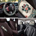 thumbnail image 4 of Binienty Dog Paw Car Seat Covers Front And Rear Boho Floral Car Seat Covers Full Set with Steering Wheel Cover Armrest Cushion Pad Headrest Covers Seatbelt Pads Auto Interior Accessories Set, 4 of 7