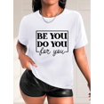 thumbnail image 1 of Chic Black Women's Casual Fashion Tee with Artistic Letter Print - Crew Neck, Short Sleeve, Breathable Polyester - Perfect for Spring/Summer/Fall, Box Art, English Letter Print, Black Women, Casual,, 1 of 7