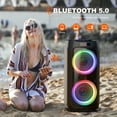 thumbnail image 6 of FanFun Large Party Speaker, Bluetooth Speaker with Wheels for Outdoor, Deep Bass System with Led Party Lights, Trolley Bar, 6 of 12