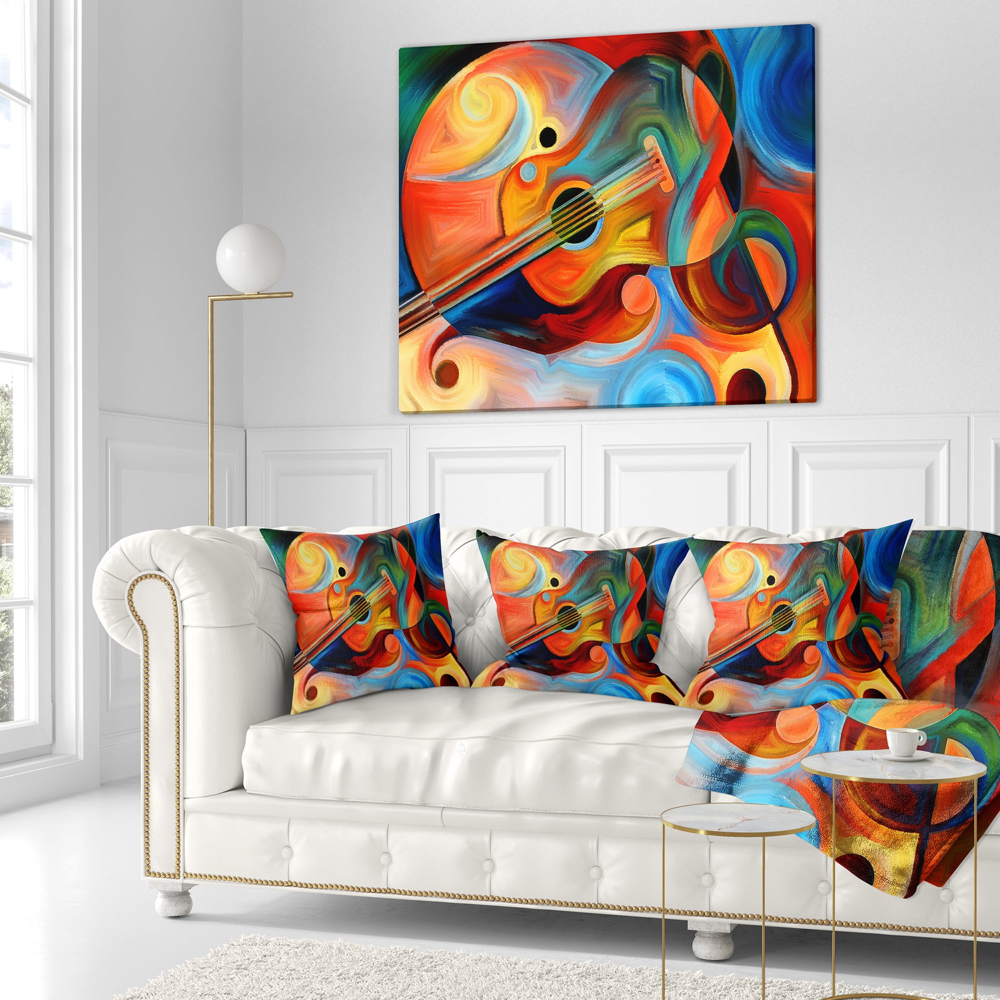 Designart Music and Rhythm - Abstract Throw Pillow - 18x18