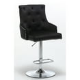 thumbnail image 4 of Monroe Velvet Tufted Adjustable Swivel Bar Stool Set Black, 4 of 7