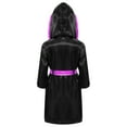 thumbnail image 2 of Moggemol Garçons Enfants Robe de Boxe Robe Longueur Complète Cape à Capuche en Satin avec Ceinture Tenue de Boxe d'Halloween Noir&Rose Vif 16, 2 of 5