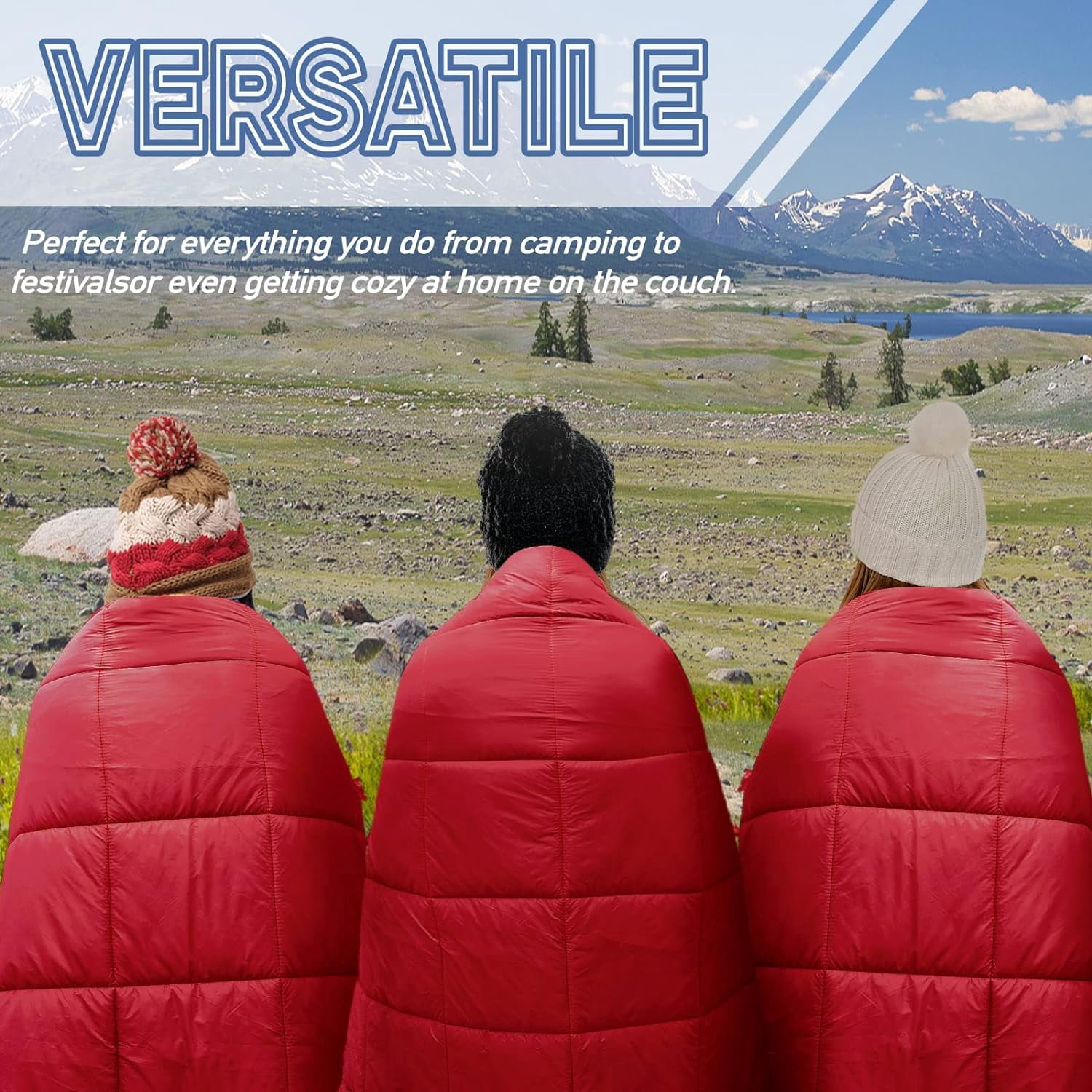 Puffy Camping Blanket With Ground Sheet - Lightweight, Waterproof & Packable For Outdoor