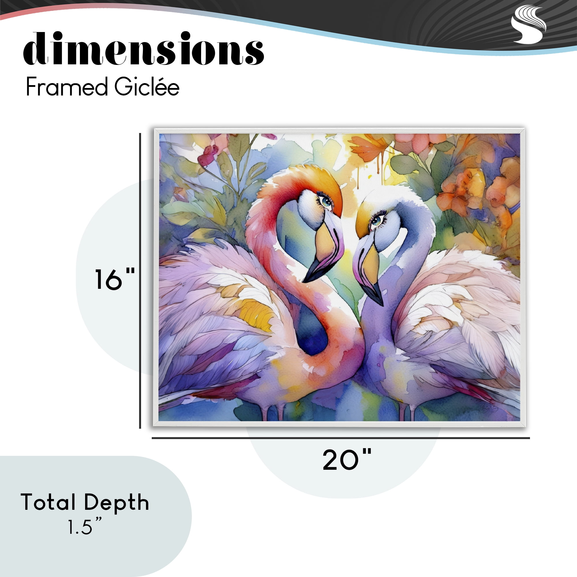 Stupell Industries Flamingo Love Pair White Framed Giclee Art, design by Shelly Craig