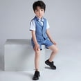 thumbnail image 2 of Vividxx Boys Suit Four Piece Suit Formal Vest Suits Short Sleeved Coats With Shorts Performance Outfits Sets For Children Toddler In Speech Performances Parties Solid Color Versatile Dailywear, 2 of 9