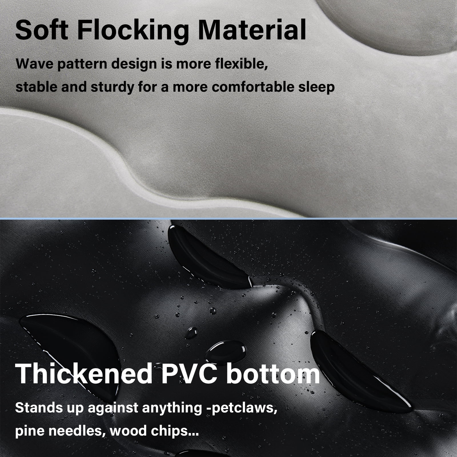 Coverado Air Mattress for SUV, Thickened Flocking Travel Camping Bed with Electric Pump, Inflatable Bed for SUV Trunk, Gray