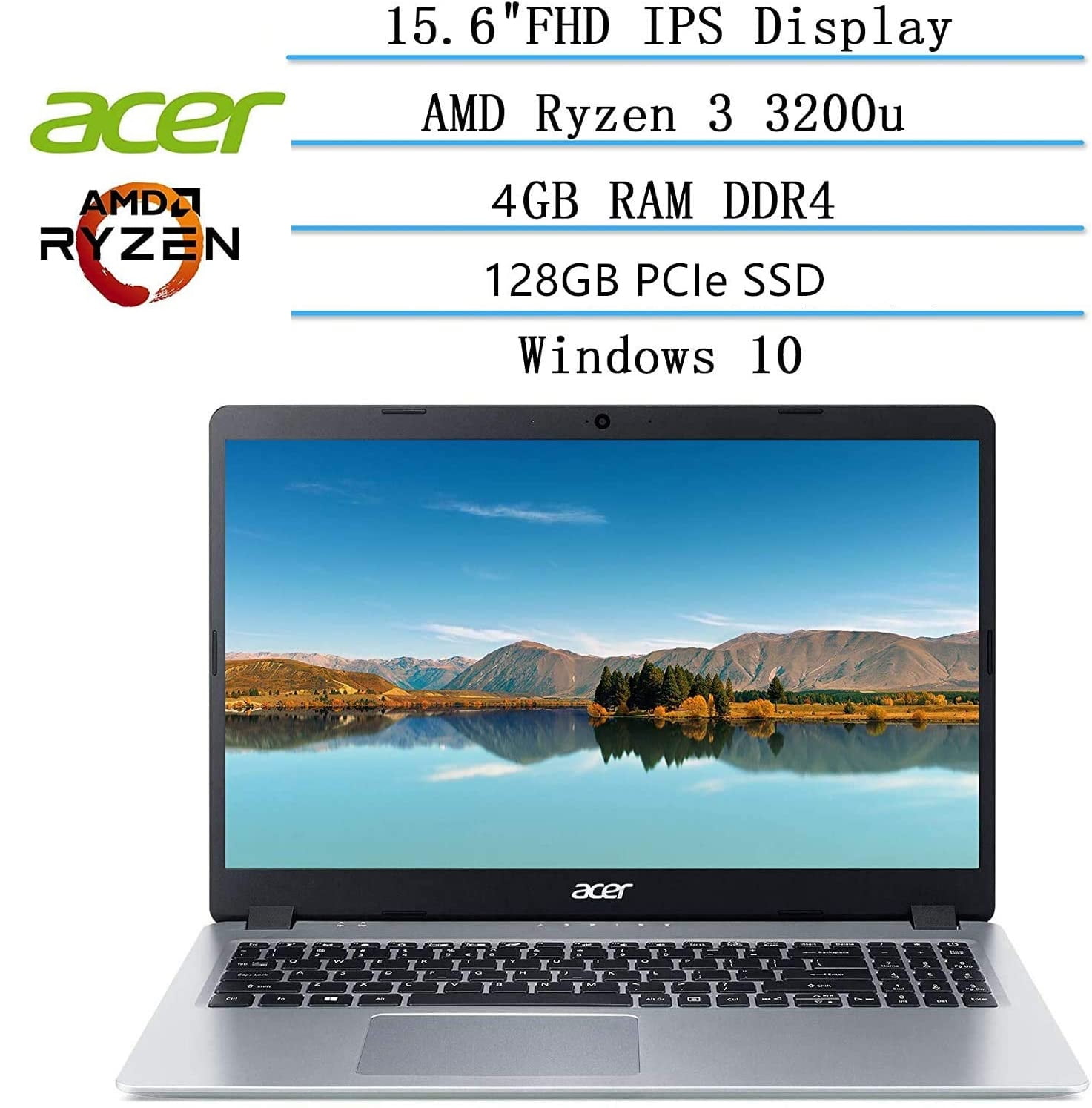 Maak los Marine verdamping 2021 Newest Acer Aspire 5 Slim Laptop 15.6" FHD IPS Display, AMD Ryzen 3  3200u-Dual Core (up to 3.5GHz), Vega 3 Graphics, 4GB RAM DDR4, 128GB PCIe  SSD, Win10 - Walmart.com