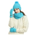 thumbnail image 3 of SuTry Women's Casual Winter Warm Sets Knitted Hats Scarves Gloves Solid Color Ideal for Cold Weather Warm Keeping During Winter Months(Sky Blue#1,Free Size), 3 of 7
