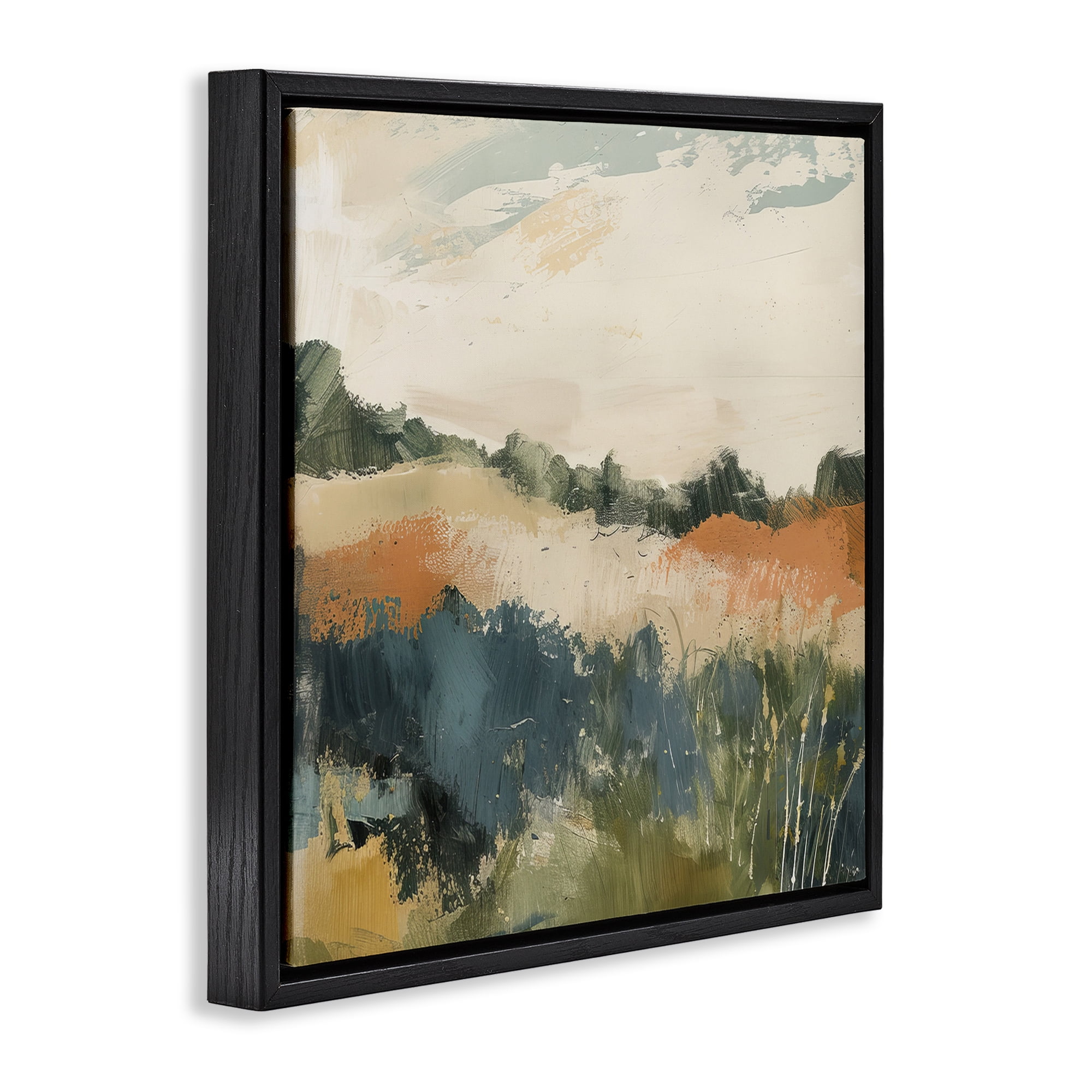 Stupell Industries Abstract Neutral Landscape Landscape & Nature Painting Black Floater Framed Canvas Art Print Wall Art, 18 x 18