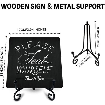 Black Wooden Sign with Metal Support Please Seat Yourself Funny Bathroom Wooden Plaques Rustic Farmhouse Decorative Signs for Bathroom Restroom Toilet Home Decor