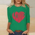 thumbnail image 2 of Tumotour Pullover Sweatshirts For Women Crew Neck 3/4 Sleeve Valentine'S Day Love Printed Tops Casual Cute Tunic Tops Tees Blouses Loose Pullover Tops, 2 of 4
