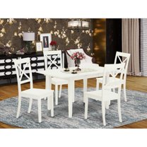 East West Furniture Dining Table- Dining Chairs, NOBO5-WHI-W