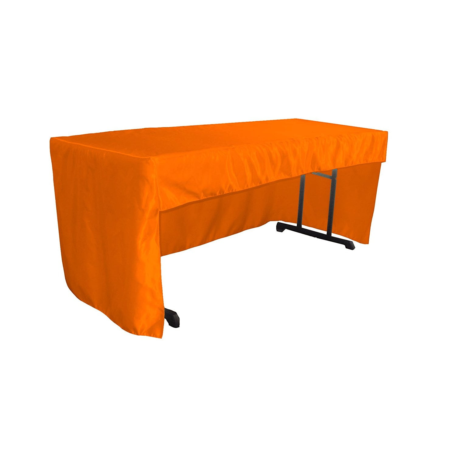 LA Linen Open Back Fitted Bridal Satin Classroom Tablecloth 72 by 30 by 30Inch, Orange