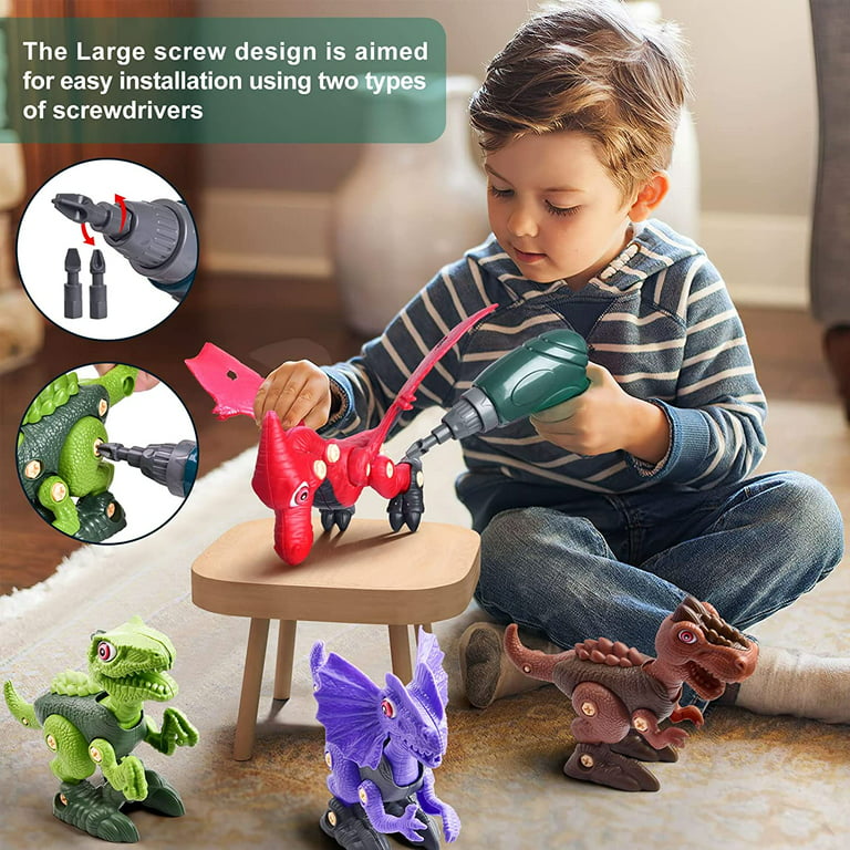 EduCuties Dinosaur Toys for Kids 3-5, Take Apart Dino Games for Boys Girls  Age 5-7, Construction Building Educational STEM Sets with Electric Drill