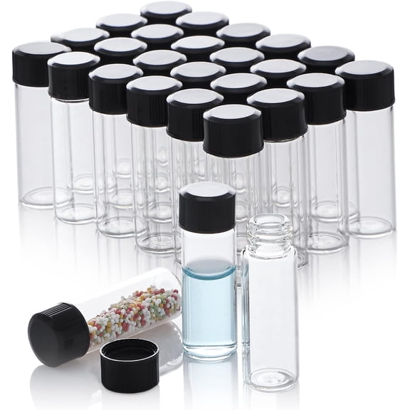 100 Pack 4ml Glass Vials with Screw Caps, Clear Liquid 4ml Sample Vials with Caps, Lab/Travel Storage Vial for Essential Oil, Perfume, Meds, Reagent, Anointing Oil Bottles