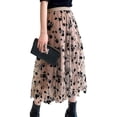 thumbnail image 3 of Falda de tul para mujer, falda plisada, cintura alta, línea A, malla, encaje informal, 3 of 5