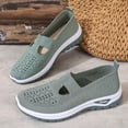 thumbnail image 4 of Women's Breathable Knit Walking Shoes Low Wedge Mesh Orthopedic Shoes Low Top Slip On Lightweight Loafers Green Size 9.5, 4 of 6