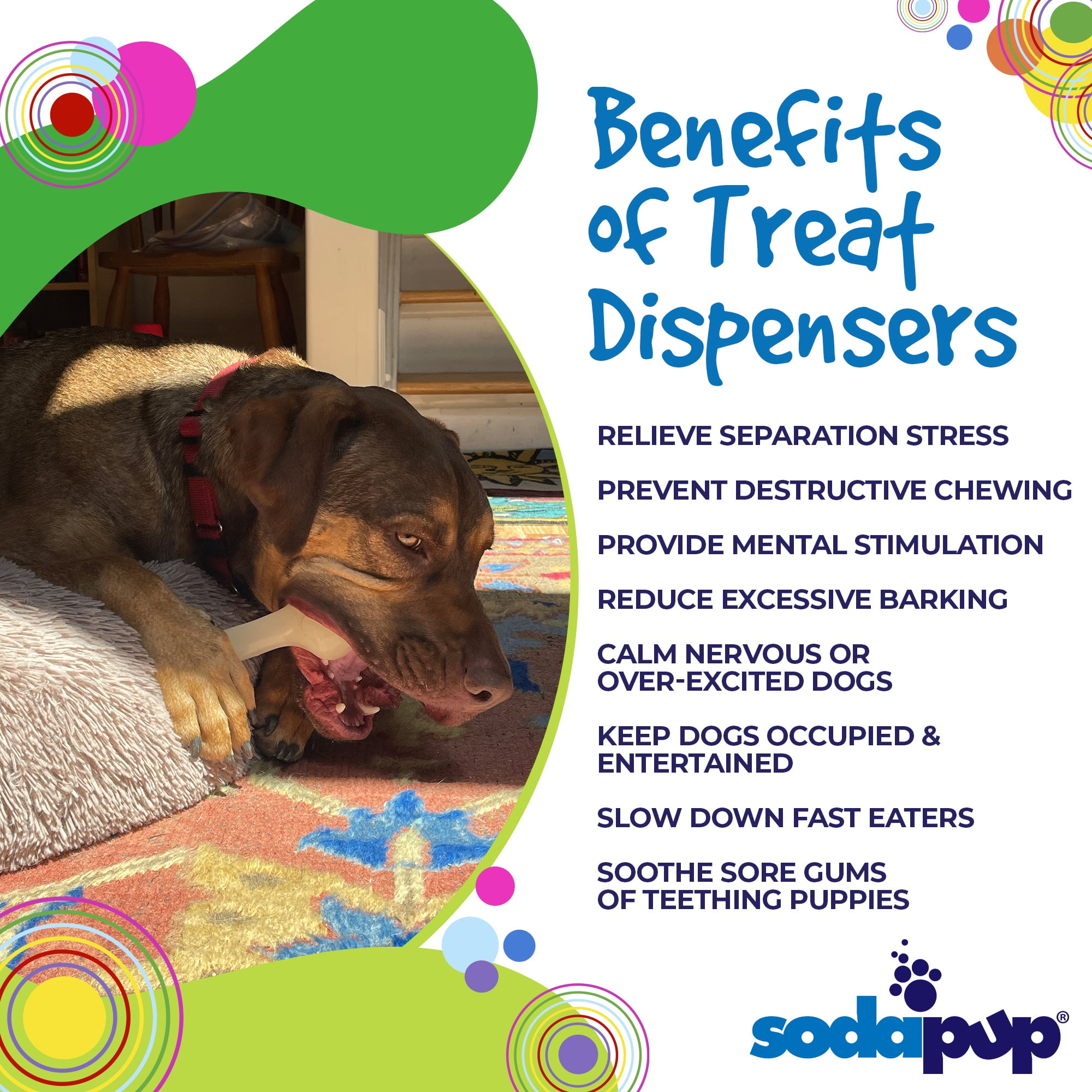 SodaPup Glow Bone - Durable Dog Treat Dispenser & Chew Toy Made in USA from Non-Toxic, Pet Safe, Food Safe Natural Rubber for Mental Stimulation, Problem Chewing, Calming Nerves & More