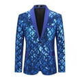 thumbnail image 2 of Cloudstyle Men's 2Pcs Suit Single-Breasted 1 Button Plaid Sequin Blazer and Black Pants, 2 of 4
