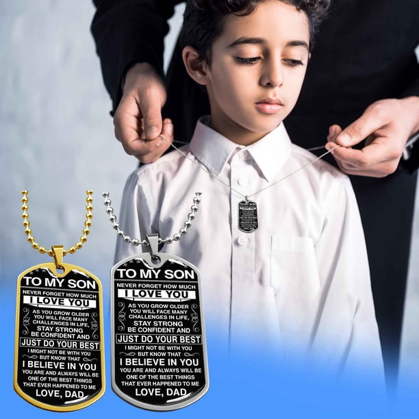 onlyliua Promoción de Temporada para Mi Hijo: Nunca Olvides Cuánto Te Amo Collar Deaceroinoxidable Moda Regalos Navideños para Hijo