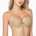 thumbnail image 2 of Wingslove Women's Push Up Sexy Lace Padded Plunge Underwire Lift Up Bras Add 1 Cup Boost Brassiere,Beige 42B, 2 of 5