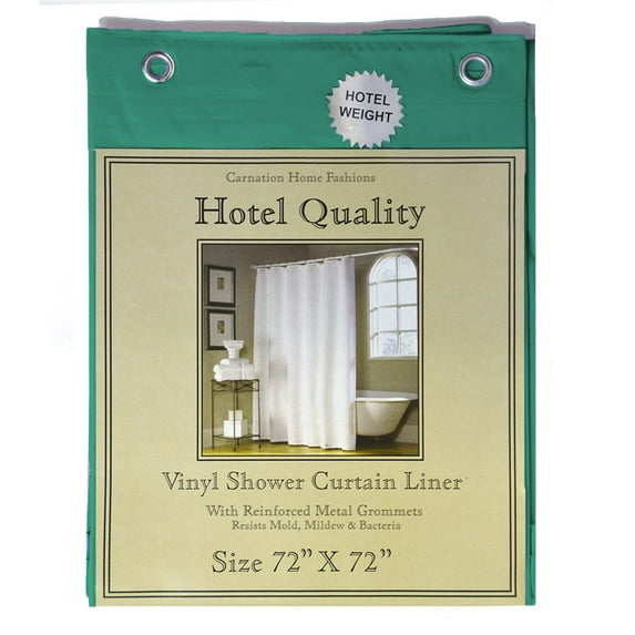 Evergreen Shower Curtain Liner; Hotel Weight 8 Gauge, Metal Grommets, 72"x72"