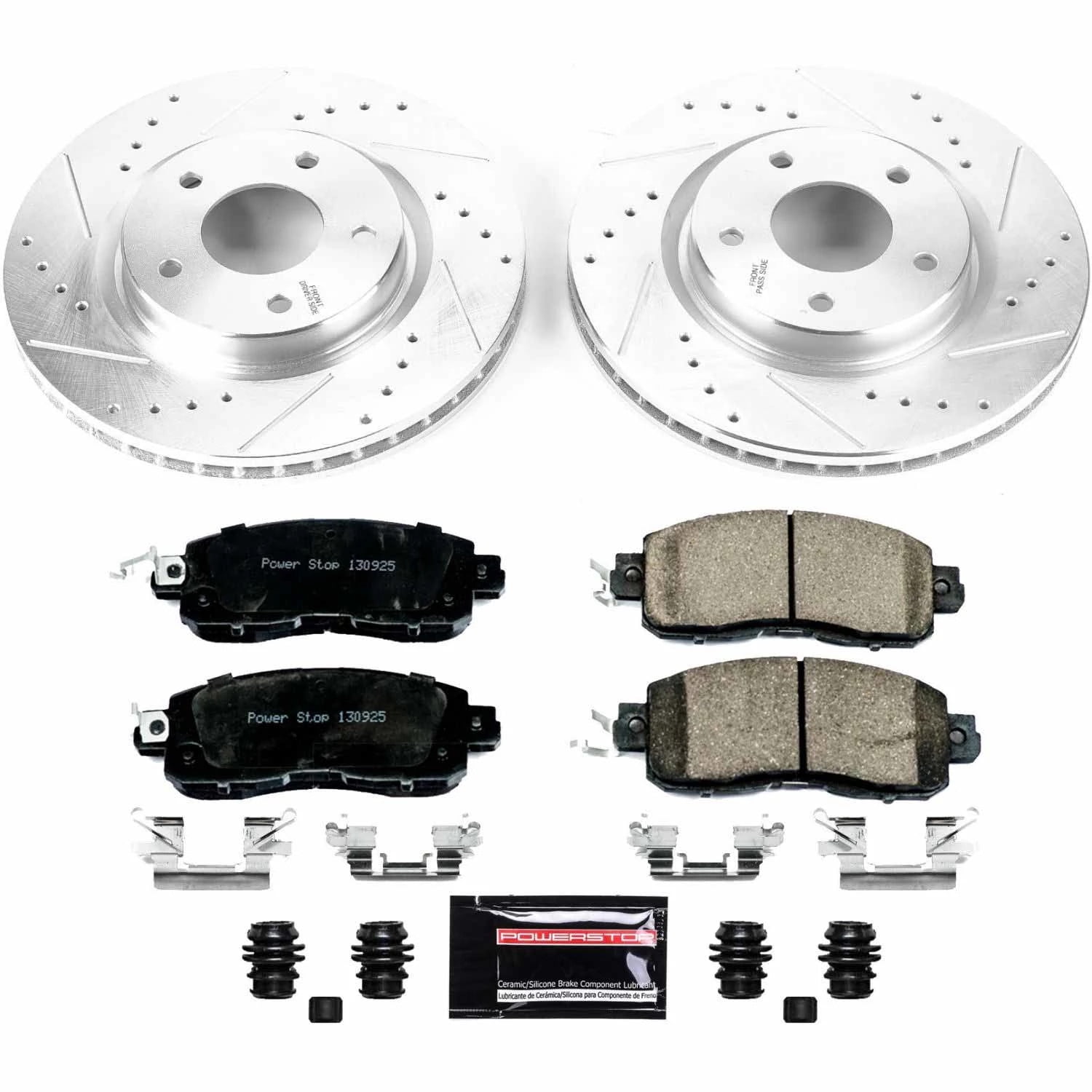 PowerStop Front Z23 Evolution Sport Carbon-Fiber Ceramic Brake Pad and Drilled & Slotted Rotor Kit Fits: NISSAN Select Models K7215